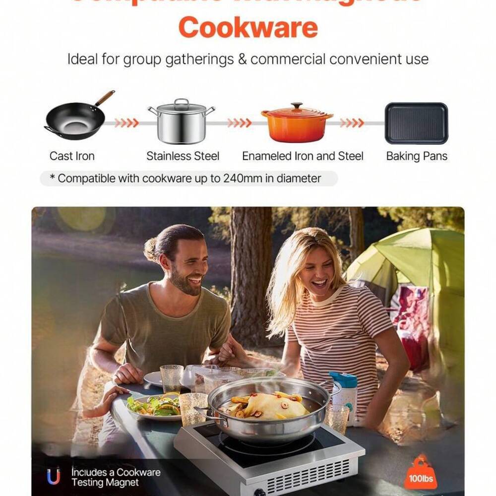 Portable Cooktop, 1800W Commer - Induction Cooktop Portable ulasan dan harga